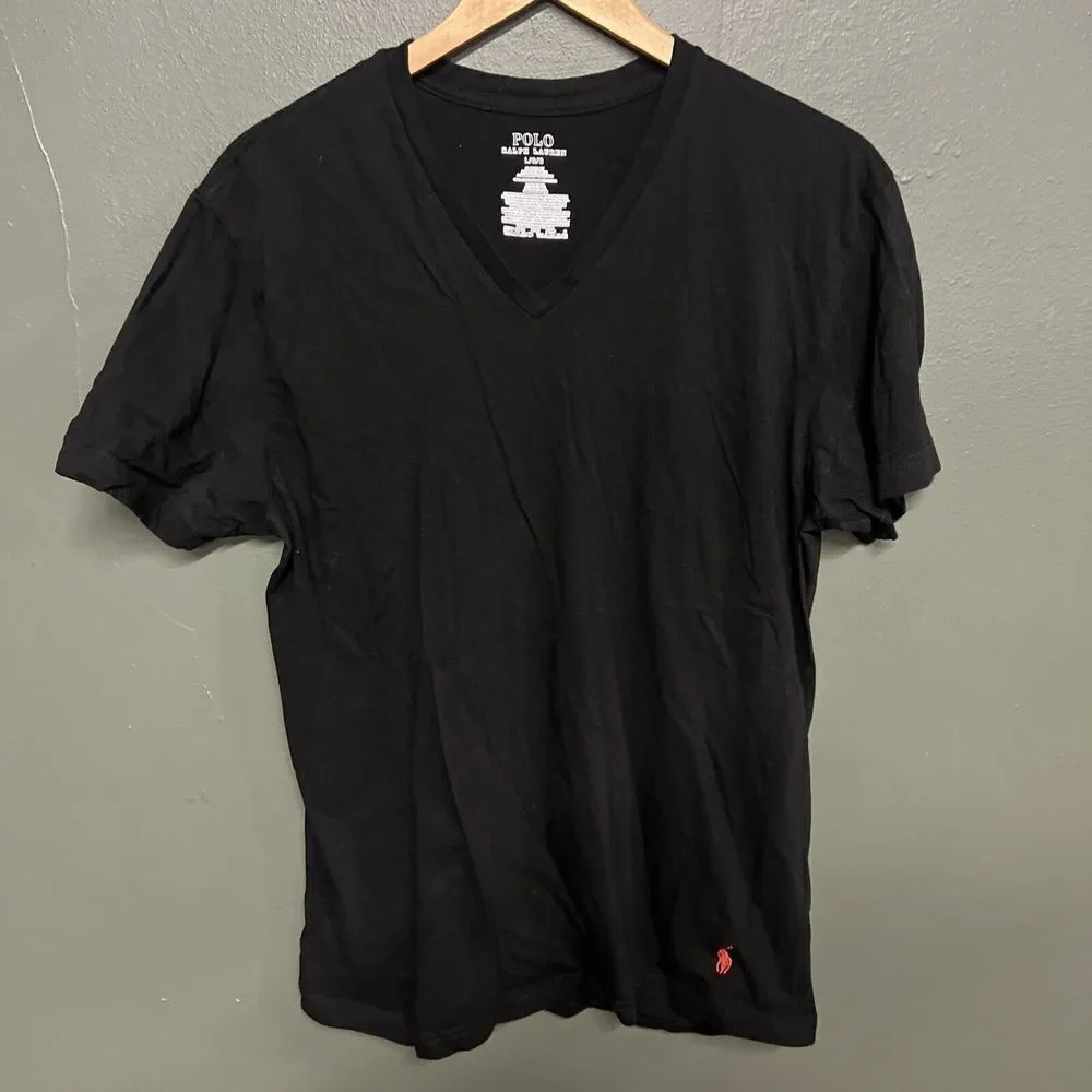 Mens Polo Ralph Lauren Short Sleeve T-Shirt V-Neck Size Large